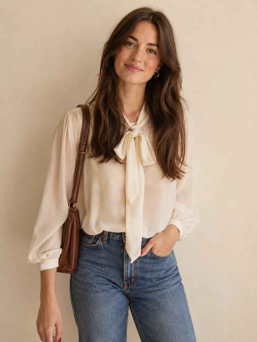 Blusa de gasa con lazada