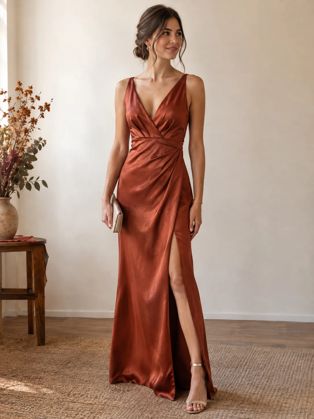Vestido satinado de invitada
